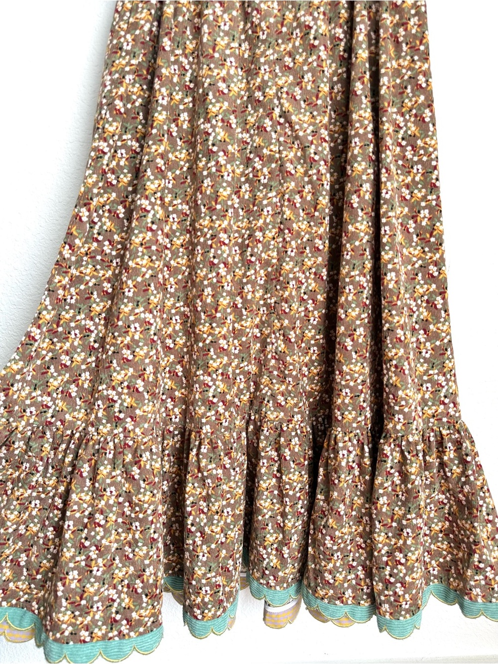 CELIA B Alamo Dress Brown Floral Midi corduroy Large - Picture 14 of 17
